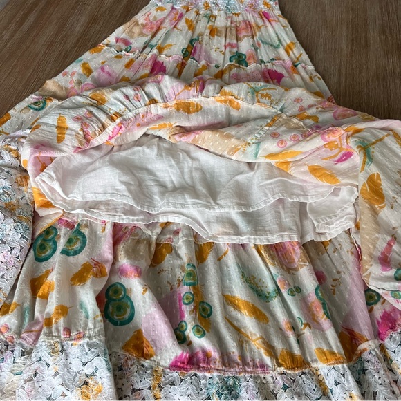 Gypsy Queen multi color maxi dress, tassel trim, smocked top, Small/Medium - Picture 9 of 9